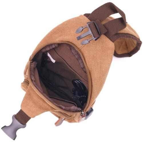 Сумка Vintage Чоловіча через плече з кабелем USB текстильна Коричнева (21222)