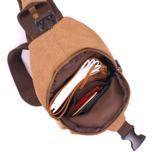Сумка Vintage Чоловіча через плече з кабелем USB текстильна Коричнева (21222)