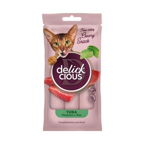 Ласощі для котів Delickcious Кремові тунець з додаванням алое 1+1 (4820269148048)