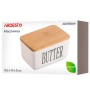 Маслянка кухонна Ardesto Midori 16.5х10х8см, кераміка, бамбук, біла (AR0908W)