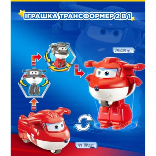 Фігурка Super Wings трансформер Transform-a-Bots Джетт (Jett) (EU780010)