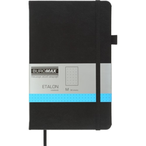 Книга записна Buromax Etalon 125x195 мм 96 аркушів в точку обкладинка зі штучної шкіри Чорна (BM.291360-01)