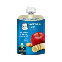 Дитяче пюре Gerber Яблуко, банан, морква 150 г (1227057)