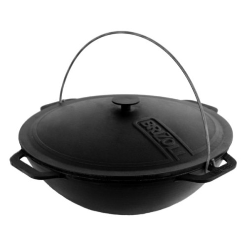 Котел туристичний Brizoll чавунний азіатський з кришкою 12 л (KA12-1)