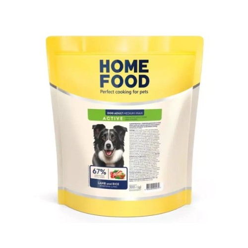 Сухий корм для собак Home Food ADULT MEDIUM/MAXI For active adult and junior dogs з ягням та рисом 300 г (4820290090279)