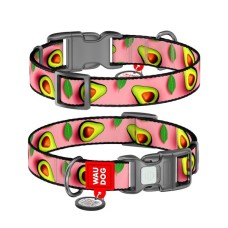 Нашийник для тварин WAUDOG Nylon з QR паспортом "Авокадо на рожевому" пластиковий фастекс XXL (284-4051)