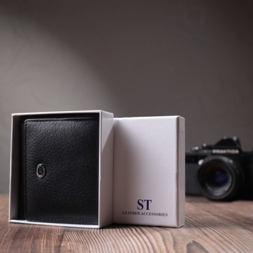 Гаманець ST Leather З натуральної шкіри Чорний (22709)