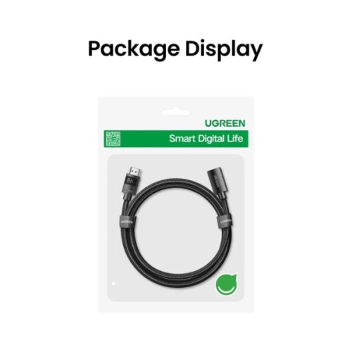 Кабель мультимедійний HDMI M to HDMI F 1.0m 8K HD151 black Ugreen (40447)