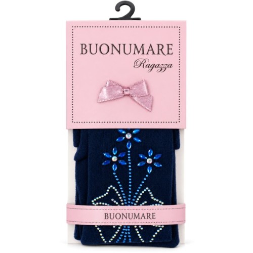 Колготки дитячі BNM з квітами зі страз (M0C0302-1163-3G-blue)