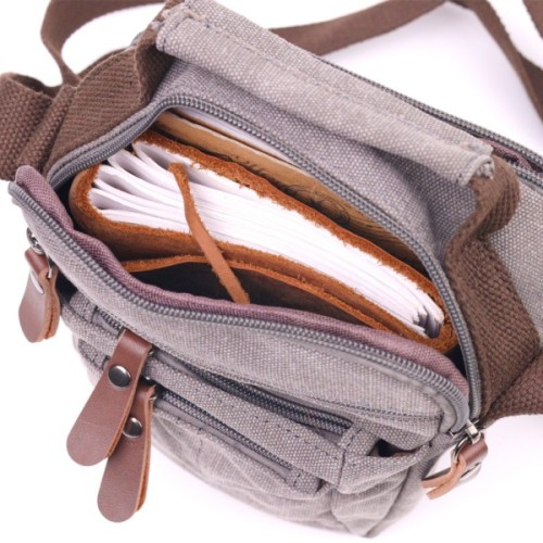 Сумка Vintage Чоловіча з текстилю Сіра (21244)