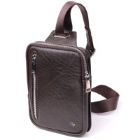 Сумка Grande Pelle Бананка з гладкої натуральної шкіри Коричнева (22880)