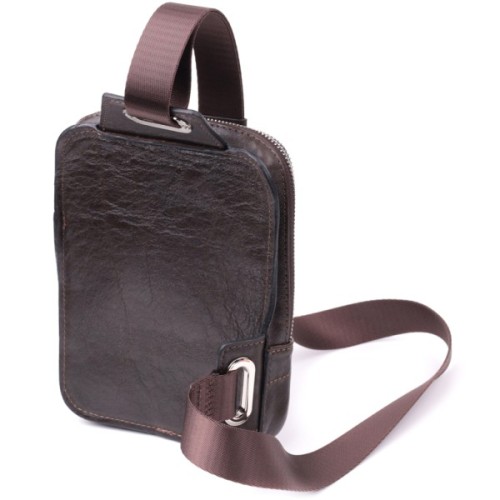 Сумка Grande Pelle Бананка з гладкої натуральної шкіри Коричнева (22880)