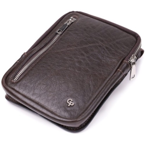 Сумка Grande Pelle Бананка з гладкої натуральної шкіри Коричнева (22880)