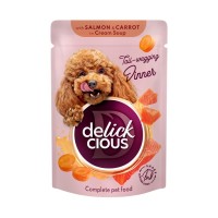 Вологий корм для собак Delickcious Смужки з лососем та морквою в крем-супі 85 г (4820269142053)
