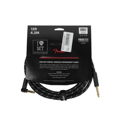 Інструментальний кабель Fender Cable Deluxe Series 15' Angled Black Tweed (228453)