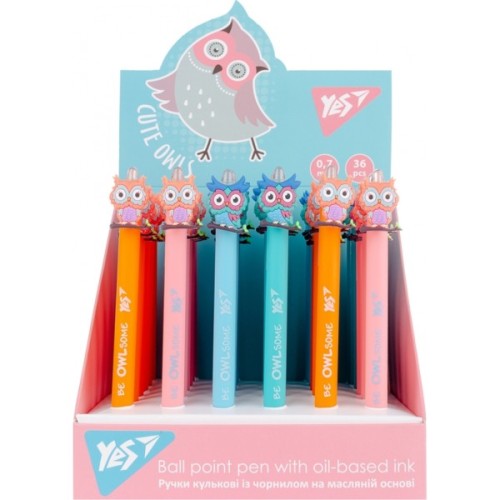 Ручка кулькова Yes Cute owl автоматична 0,7 мм синя (412007)