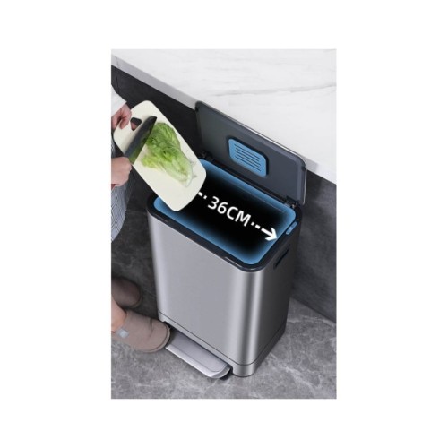 Контейнер для сміття JAH Soft Close З педаллю З внутрішнім відром Срібний металік 30 л (20264)