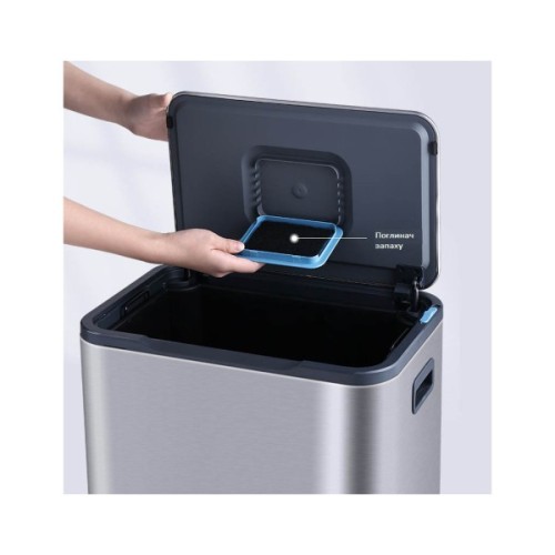 Контейнер для сміття JAH Soft Close З педаллю З внутрішнім відром Срібний металік 30 л (20264)