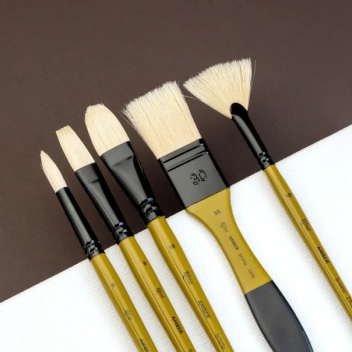 Пензлик для малювання Rosa Щетина віялова, AMBER 2306FN, №0 (4823098533610)