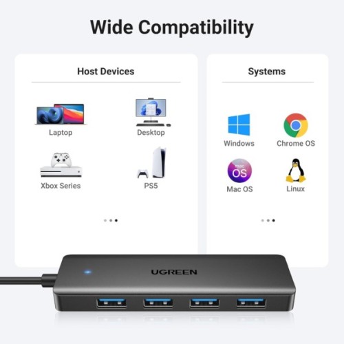 Концентратор Ugreen USB 3.0 to 4хUSB 3.0 1.0m Space Gray CM219 (35574)