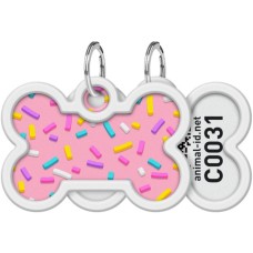 Адресник для тварин WAUDOG Smart ID з QR паспортом "Маршмеллоу", кістка 40х28 мм (0640-0214)