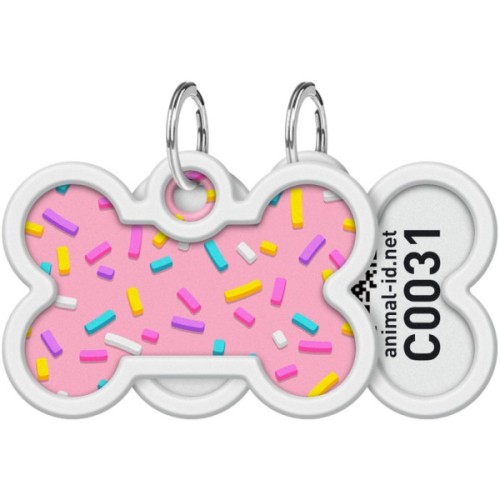 Адресник для тварин WAUDOG Smart ID з QR паспортом "Маршмеллоу", кістка 40х28 мм (0640-0214)