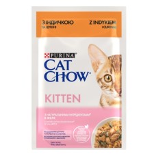 Вологий корм для кішок Purina Cat Chow Kitten з індичкою та цукіні в желе 85г (7613036595001)