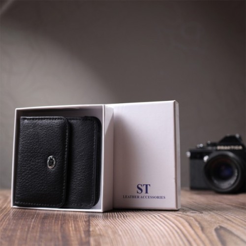 Гаманець ST Leather З натуральної шкіри Чорний (22690)
