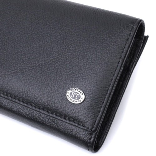 Гаманець ST Leather З кишенею для монет з натуральної шкіри Чорний (22691)