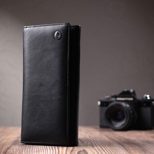 Гаманець ST Leather З кишенею для монет з натуральної шкіри Чорний (22691)