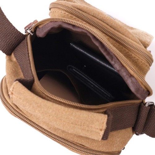Сумка Vintage Чоловіча з щільного текстилю Коричнева (22220)
