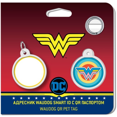 Адресник для тварин WAUDOG Smart ID з QR паспортом "Чудо-жінка 3", круг 25 мм (0625-1018ru-eng)
