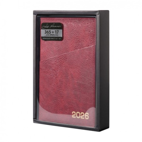 Тижневик Leo planner А5 датований 2026 "Credo", інтегральний, бордовий, 368 сторінок (252645)