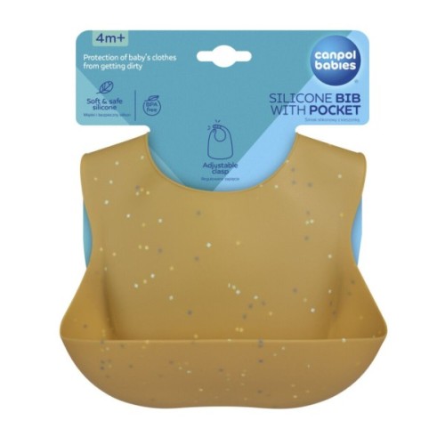 Нагрудничок Canpol babies DOTS силіконовий з кишенькою жовтий (51/029_yel)