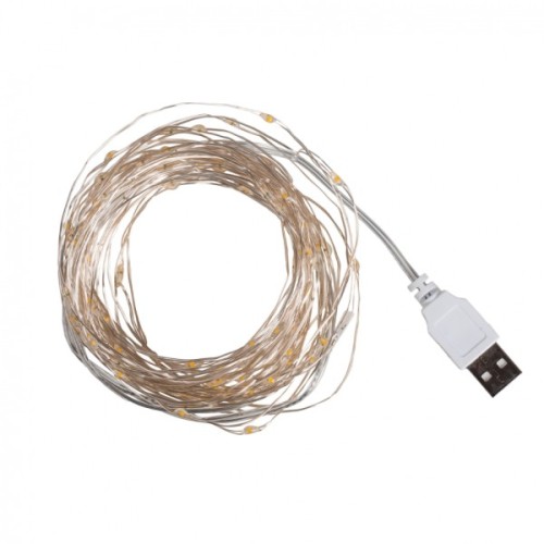 Гірлянда YES! Fun Нитка на мідному дроті 100 LED Тепло-біла 10 м Статична USB (975035)