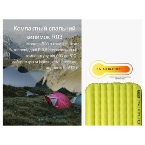 Туристичний килимок Flextail Tiny Slleeping Pad R03 AVS самонадувний зелений (6975755966632)