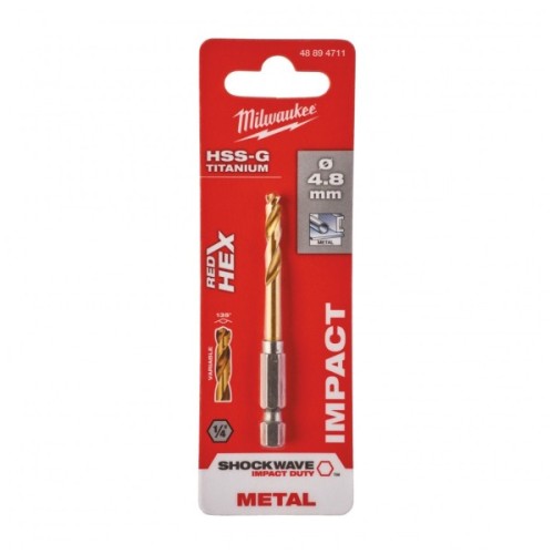 Свердло Milwaukee по металу RedHEX HSS-G TiN, 4,8мм (48894711)