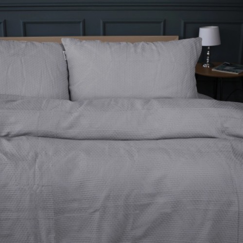 Постільна білизна MirSon №20-02 Waffle Gray 220x240 King Size (2200011032856)