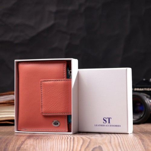 Гаманець ST Leather З натуральної шкіри Помаранчевий (19447)