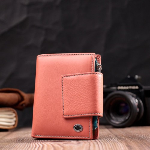 Гаманець ST Leather З натуральної шкіри Помаранчевий (19447)