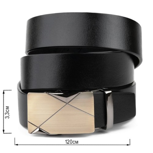 Ремінь Vintage Чоловічий з пряжкою автомат діагональ Чорний (20252)