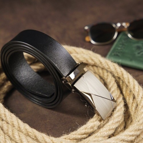 Ремінь Vintage Чоловічий з пряжкою автомат діагональ Чорний (20252)