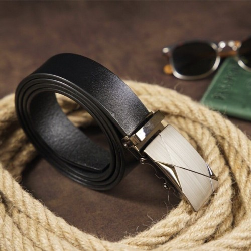 Ремінь Vintage Чоловічий з пряжкою автомат діагональ Чорний (20252)