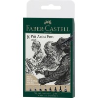 Лайнер Faber-Castell набір капілярних ручок PITT ARTIST PEN кол. чорний 8 шт (XXS, S, F, M, 1,5, C, B, FH) (32112)