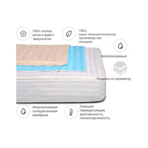 Наматрацник MirSon Royal Pearl тенсел (Modal) Waterproof 318/3 140x200 см (2200000356352)