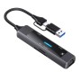 Концентратор XoKo USB-C 5-in-1 USB 3.0 + USB 2.0 + SD/TF + RJ45 100Mbps silver (XK-AC-350)
