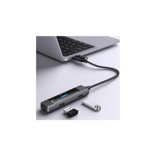Концентратор XoKo USB-C 5-in-1 USB 3.0 + USB 2.0 + SD/TF + RJ45 100Mbps silver (XK-AC-350)