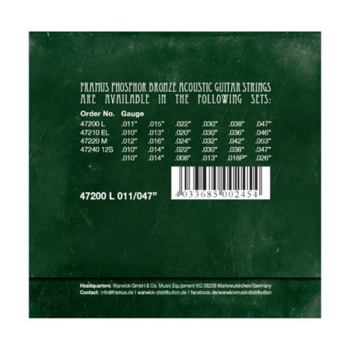 Струни для гітари Framus Phosphor Bronze Light (11-47) (47200 L)