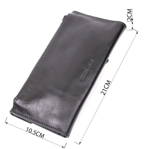 Гаманець Grande Pelle З монетницею зовні з натуральної шкіри Чорний (11646)
