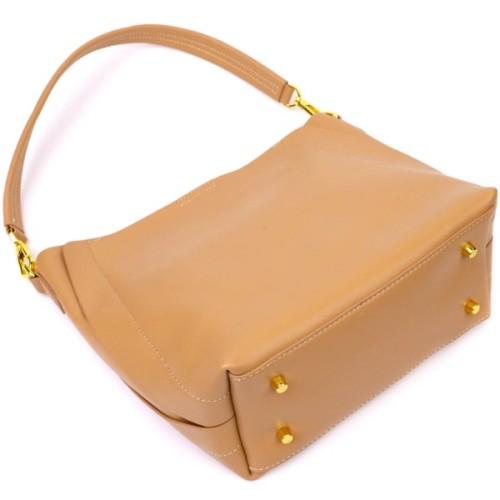 Сумка Vintage Жіноча ділова з натуральної шкіри Пісочна (22110)